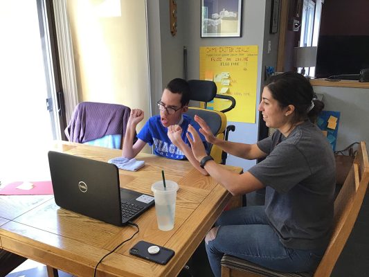 Easter Seals Kid enjoying virtual camp.